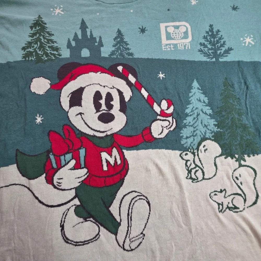 Disney World Christmas Mickey Mouse Spirit Jersey Sweater Green XXL Holiday